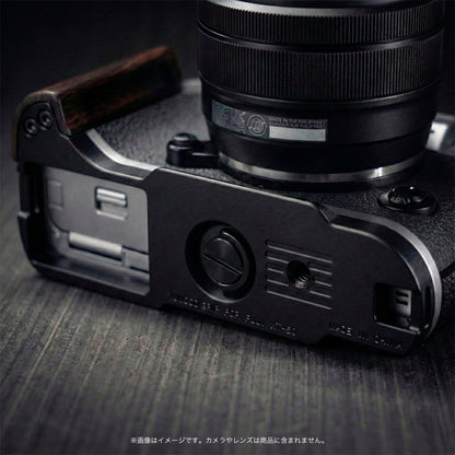 YUWOOD ウッドグリップ 一体型ベースプレート  FUJIFILM X-T50 専用 アルカスイス互換 黒檀
