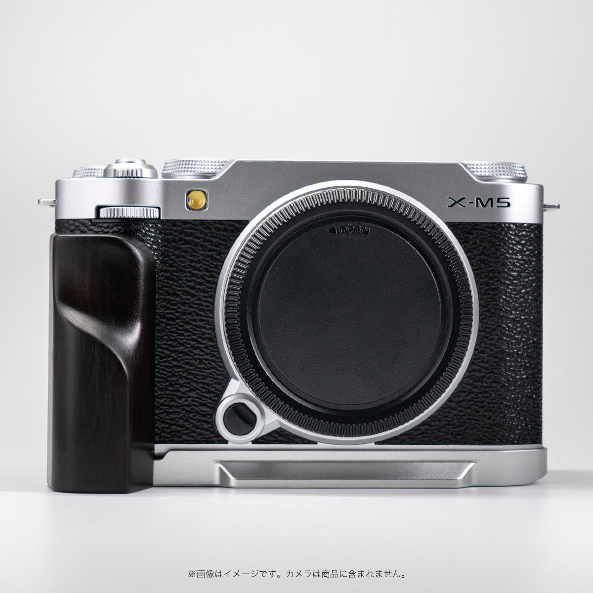 YUWOOD ウッドグリップ 一体型ベースプレート  FUJIFILM X-M5 専用 アルカスイス互換 黒檀