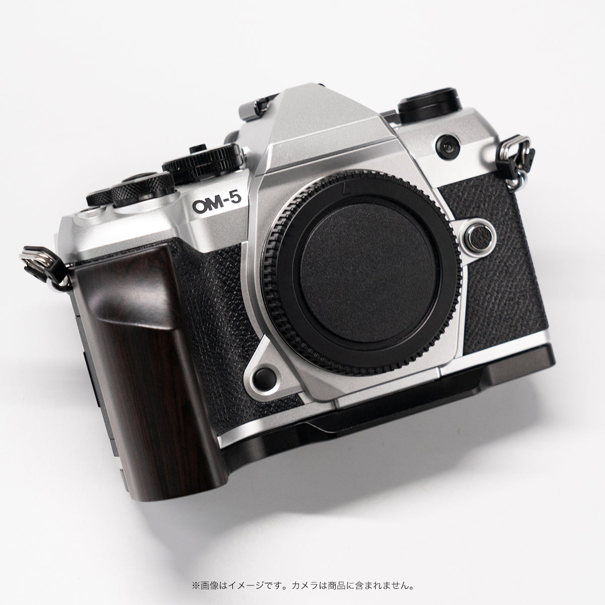 YUWOOD ウッドグリップ 一体型ベースプレート OM SYSTEM OM-5 Mark II 専用 アルカスイス互換 黒檀