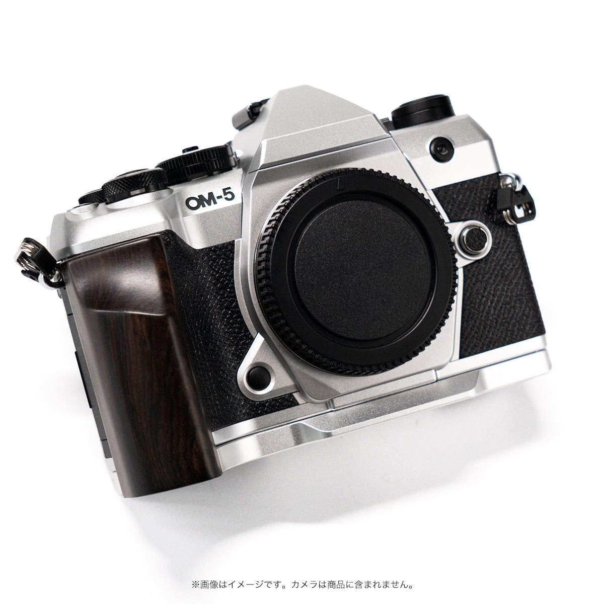 YUWOOD ウッドグリップ 一体型ベースプレート OM SYSTEM OM-5 Mark II 専用 アルカスイス互換 黒檀