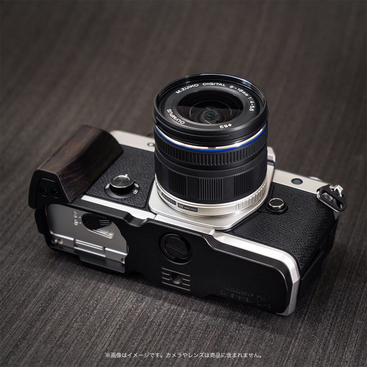 YUWOOD ウッドグリップ 一体型ベースプレート OM SYSTEM OM-3 専用 アルカスイス互換 黒檀