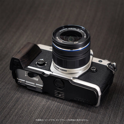 YUWOOD ウッドグリップ 一体型ベースプレート OM SYSTEM OM-3 専用 アルカスイス互換 黒檀