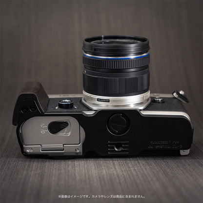 YUWOOD ウッドグリップ 一体型ベースプレート OM SYSTEM OM-3 専用 アルカスイス互換 黒檀