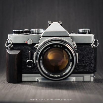 YUWOOD ウッドグリップ 一体型ベースプレート OLYMPUS OM-1／OM-2／OM-3／OM-4／Tiシリーズ フィルム一眼 専用 アルカスイス互換 黒檀