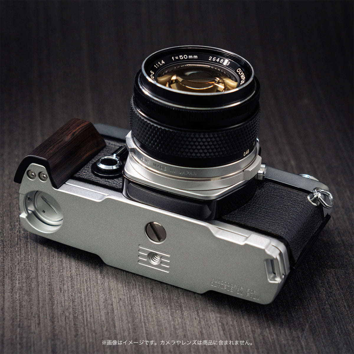 YUWOOD ウッドグリップ 一体型ベースプレート OLYMPUS OM-1／OM-2／OM-3／OM-4／Tiシリーズ フィルム一眼 専用 アルカスイス互換 黒檀