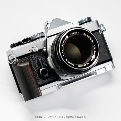 YUWOOD ウッドグリップ 一体型ベースプレート OLYMPUS OM-1／OM-2／OM-3／OM-4／Tiシリーズ フィルム一眼 専用 アルカスイス互換 黒檀